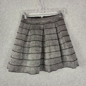 Ginger G Skirt Womens Medium Black Silver Metallic Textured A-Line Party Pleated